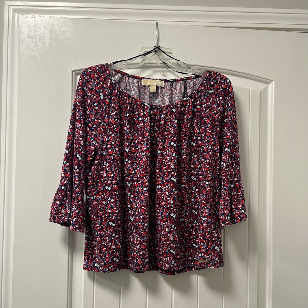 MICHAEL Michael Kors Red and White Bell Sleeve Blouse